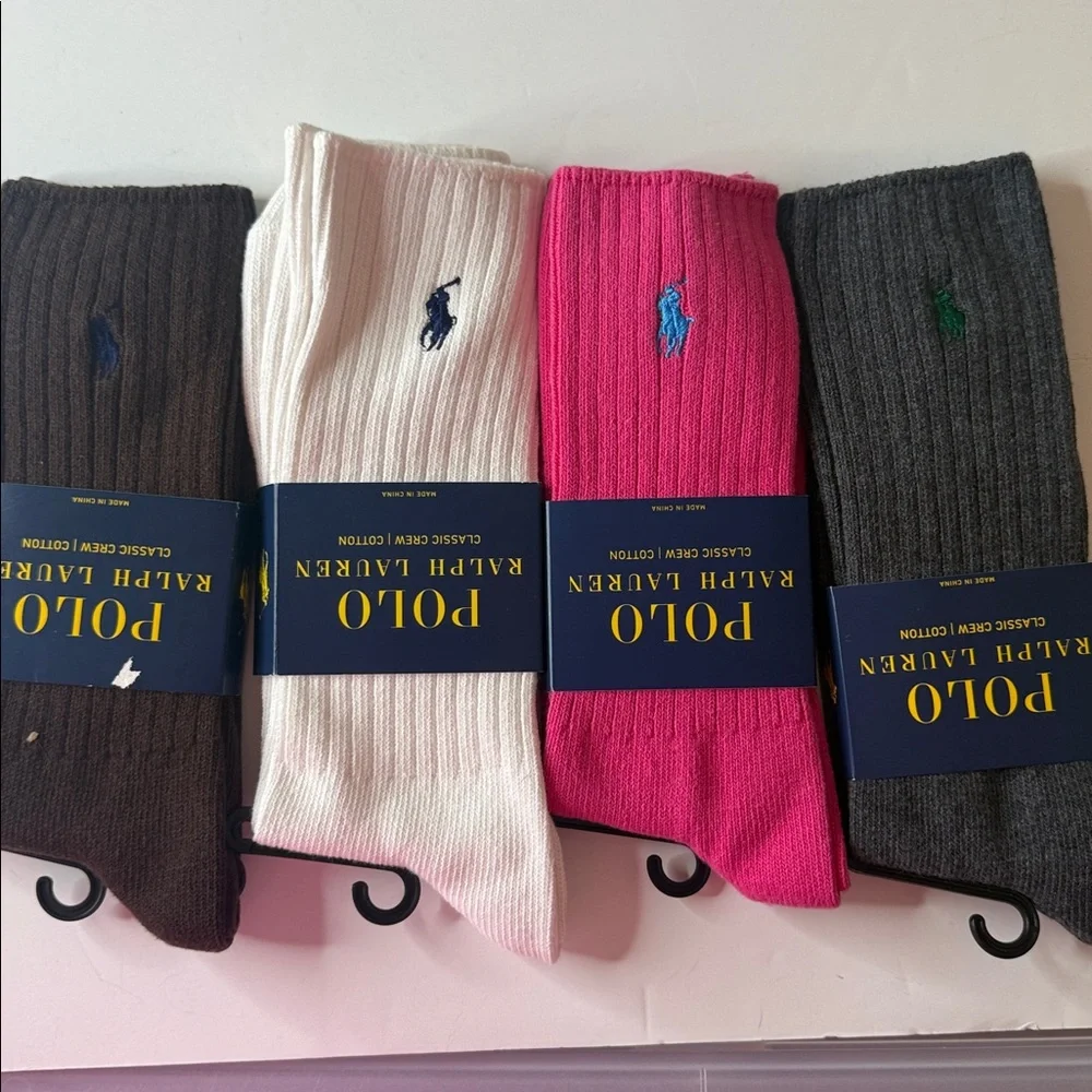 Polo Ralph Lauren Classic Cotton Crew Socks 4 Pairs Large